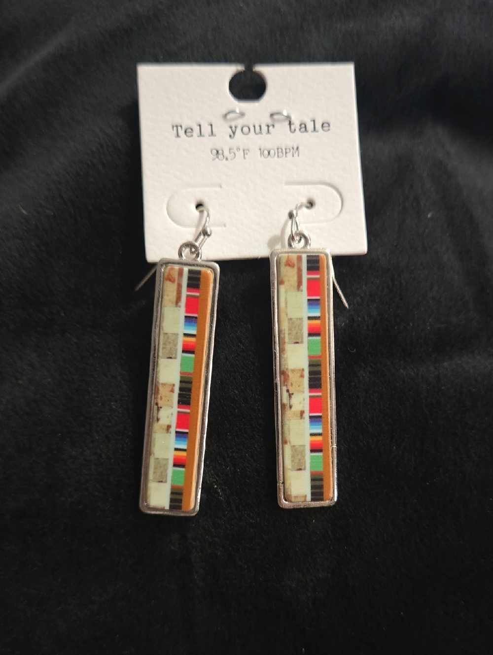 Tell your tale Multicolor Stripe Rectangular Drop Earrings
